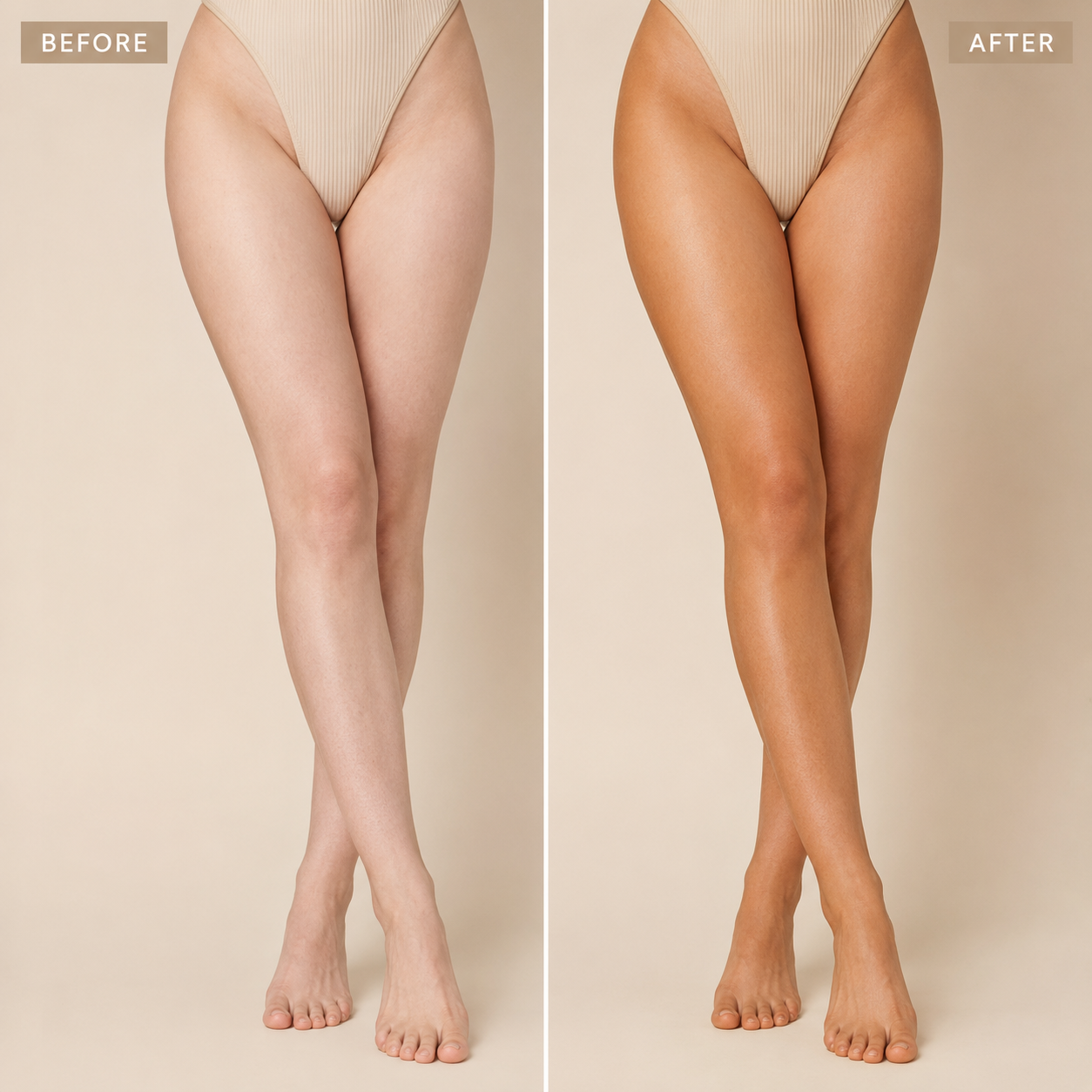Founders Tanning Mousse before and after leg tanning result