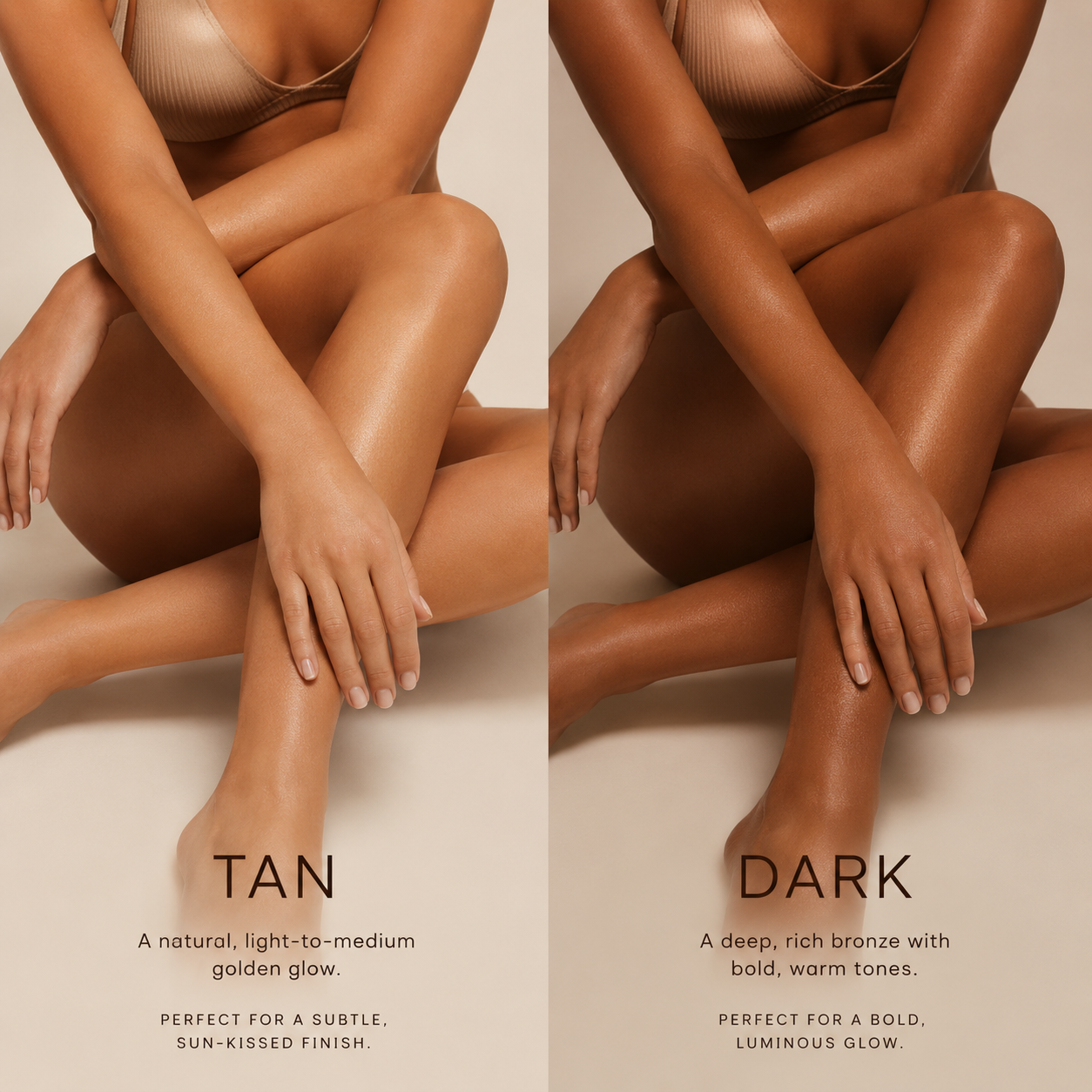 Founders Tanning Mousse Tan and Dark shade result comparison